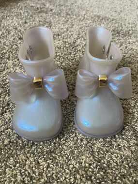 Infant Baby Mini Melissa Sugar Welly Rain Boots Pearly Blue Size 6